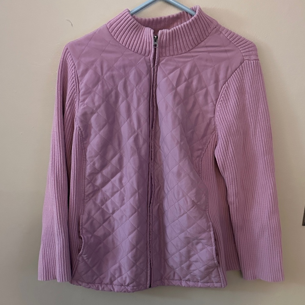croft & barrow Ribbed Knit Sweater Jacket in Dusty Rose